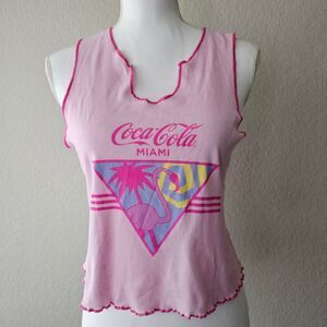 Coca-Cola Miami retro style pink tank crop top Size XL